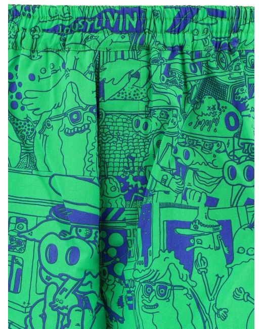Junya Watanabe Green " X Lousy Livin" Printed Shorts for men