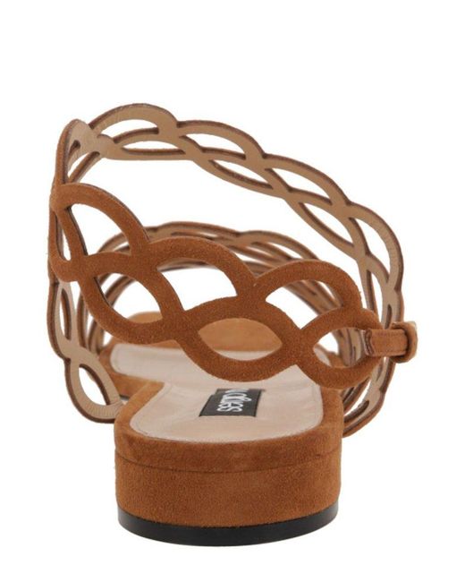 Sergio Rossi Brown Sr Mermaid Openwork Motif Flat Sandals