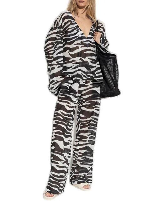 The Attico Black Zebra Printed Blouse