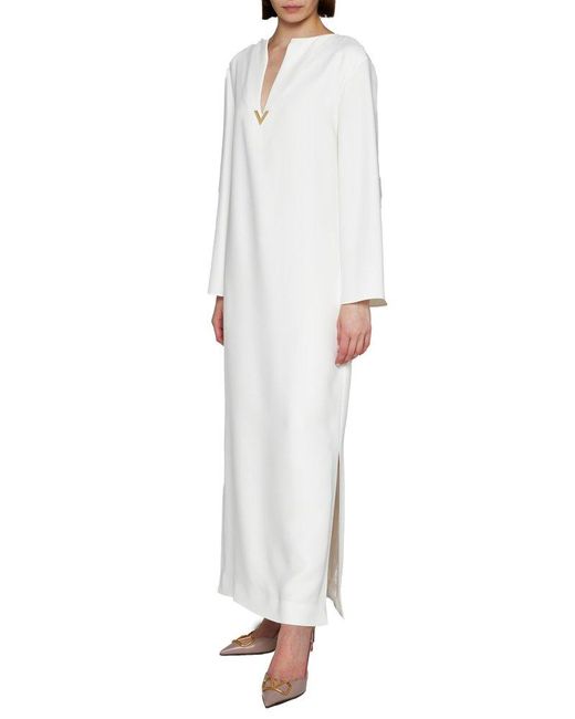 Vlogo Chain Cady Couture Kaftan Dress for Woman in Ivory