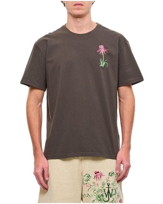 J.W. Anderson Gray Thistle Embroidery T-Shirt for men