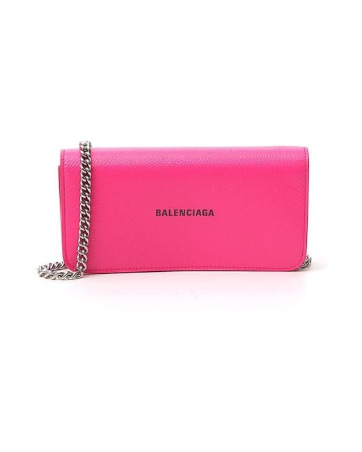 Balenciaga Logo Chain Wallet in Pink Lyst Australia