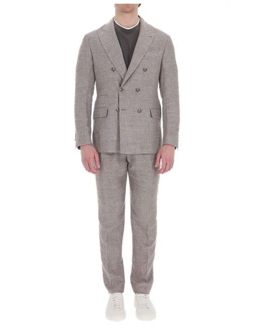 Brunello Cucinelli Gray Diagonal Deconstructed Suits for men