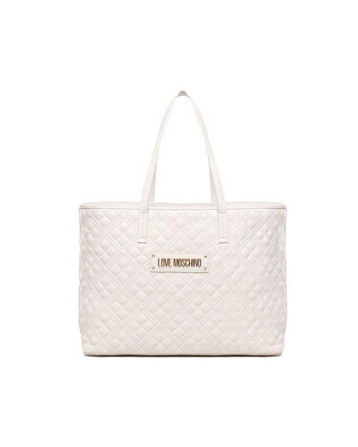 Love Moschino White Quilted Shopping Bag
