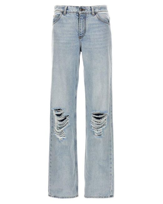 The Row Blue Carel Straight Leg Distressed Jeans