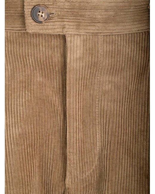 A.P.C. Straight Leg Pleated Corduroy Pants in Brown for Men