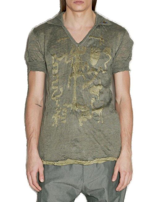 Vivienne Westwood Green Caveman Knitted Polo Top for men