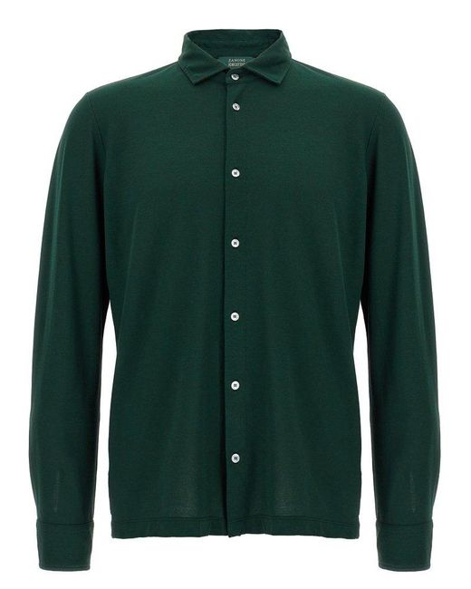 Zanone Green Classic Button-Up Shirt for men