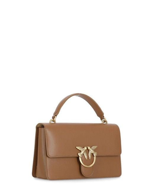 Pinko Brown Love One Logo Plaque Tote Bag