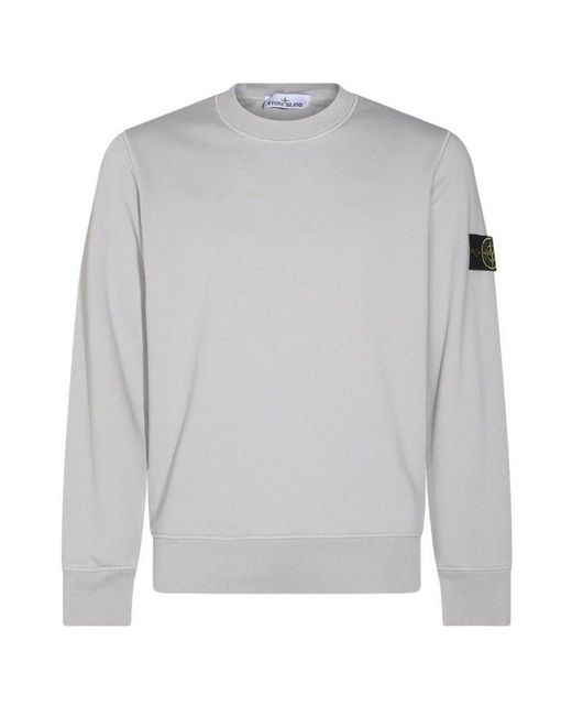 Stone Island Gray Compass Patch Crewneck Sweatshirt for men