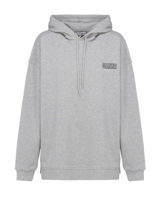 Ganni Cotton Software Isoli Oversized Hoodie in Grey (Gray) - Lyst