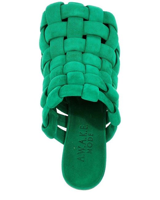 A.W.A.K.E. MODE Green Wilma Chubby Slip-On Pumps