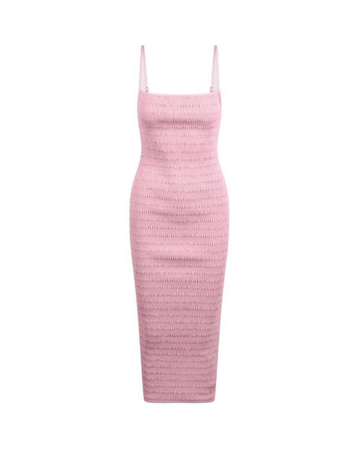 Nanushka Pink Vegan Leather Midi Dress