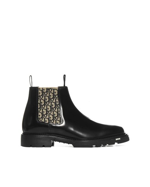 Dior Black Explorer Oblique Chelsea Boots for men