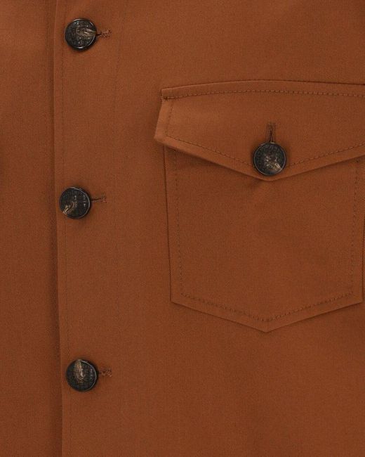 Tagliatore Brown Buck Buttoned Shirt Jacket for men