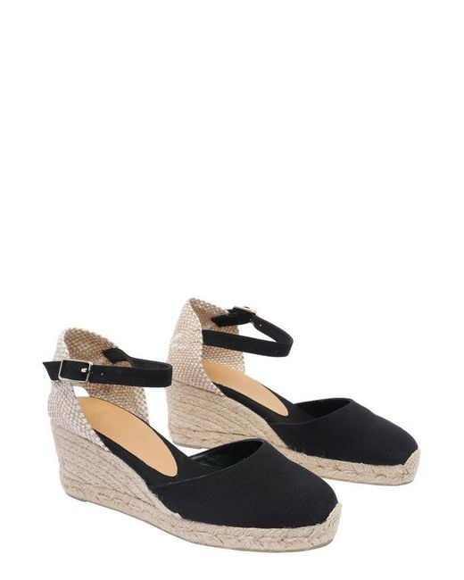 Castaner Black Carol Ankle-Strap Wedge Espadrilles