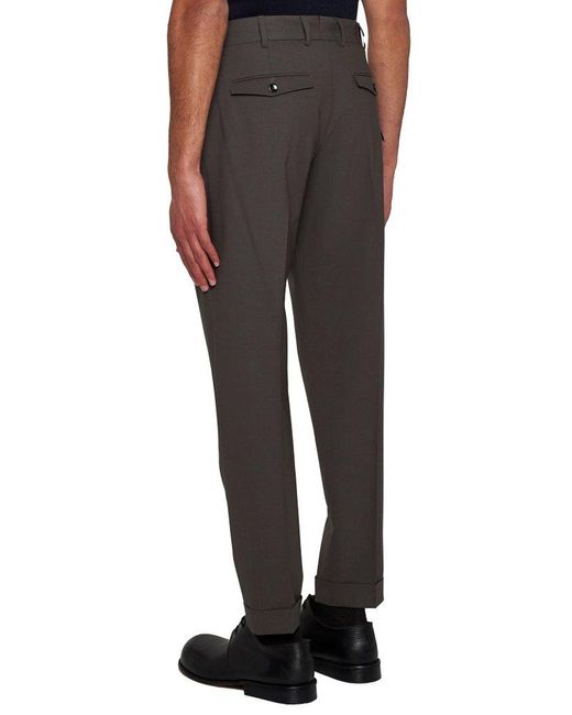 PT Torino Gray Pressed Crease Tailored Trousers for men