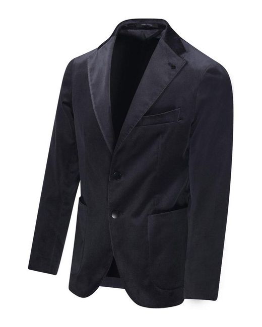 Tagliatore Blue Notched-Lapels Single-Breasted Blazer for men