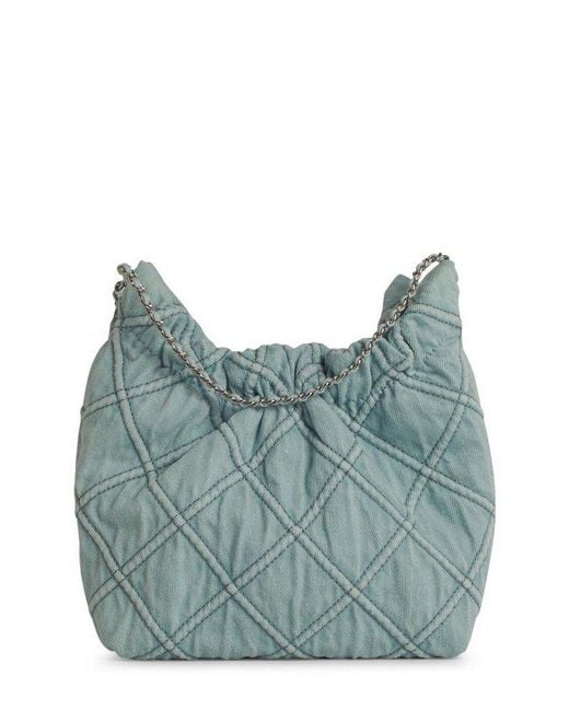 Tory Burch Blue Mini Fleming Soft Denim Hobo Bag