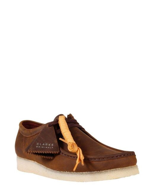 Clarks Leather Wallabee Square Toe Lace-up Shoes in Brown for Men | Lyst