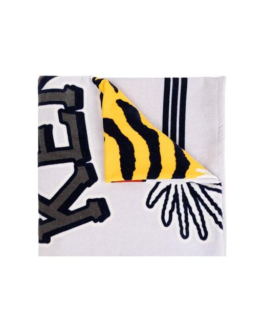 KENZO White Logo Printed Beach Towel for men