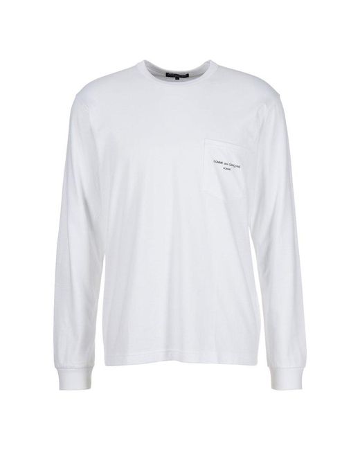 Comme des Garçons White Logo Printed Long-sleeved T-shirt for men