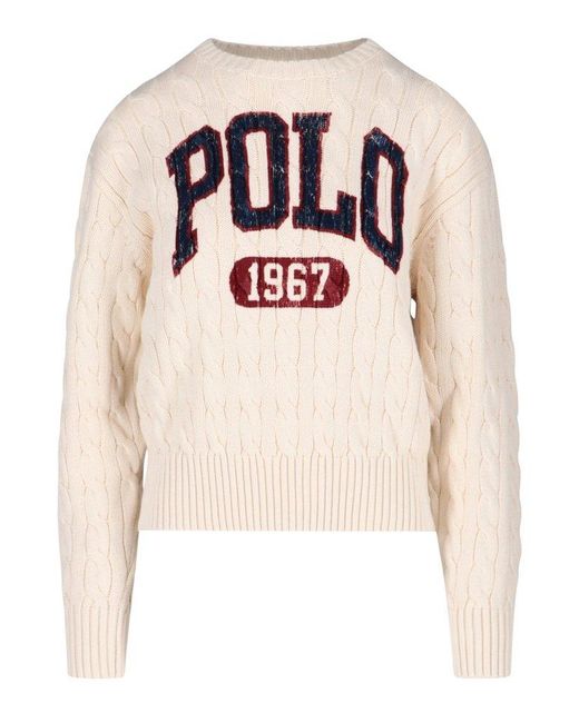 Polo Ralph Lauren Cotton Polo 1967 Knit Jumper in Beige (Natural) | Lyst