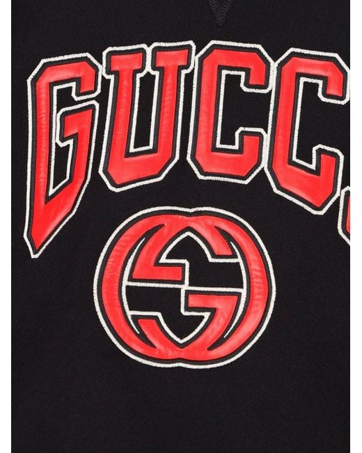 Gucci Black Logo Patch Cropped Sweatshirt