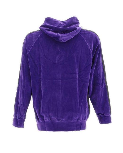 Needles Purple Logo Embroidered Pouch-pocketed Hoodie for men