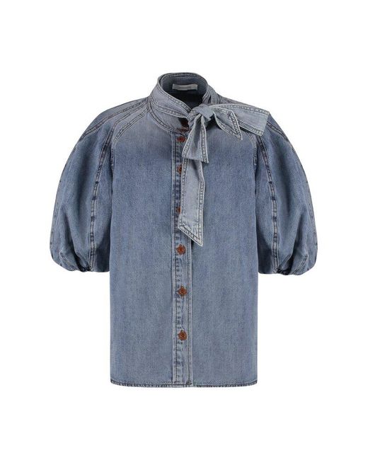 Zimmermann Blue Lantern Sleeved Shirt