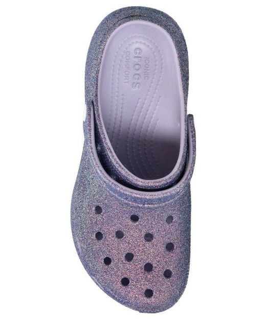 CROCSTM Purple Classic Platform Iridescent Glitter Clogs