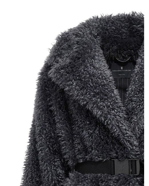 Ermanno Scervino Black Teddy Coat