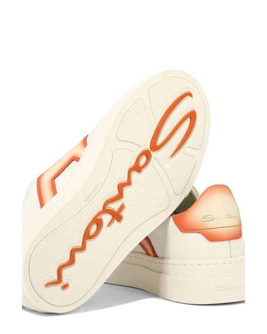 Santoni Pink Double Buckle Low-Top Sneakers