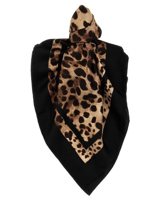 Dolce & Gabbana Black 'Leopard' Scarf