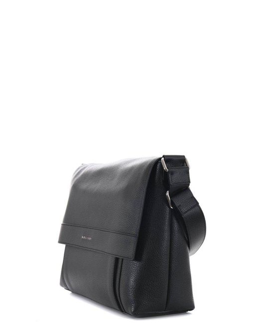 Orciani Black Logo Lettering Messenger Bag for men