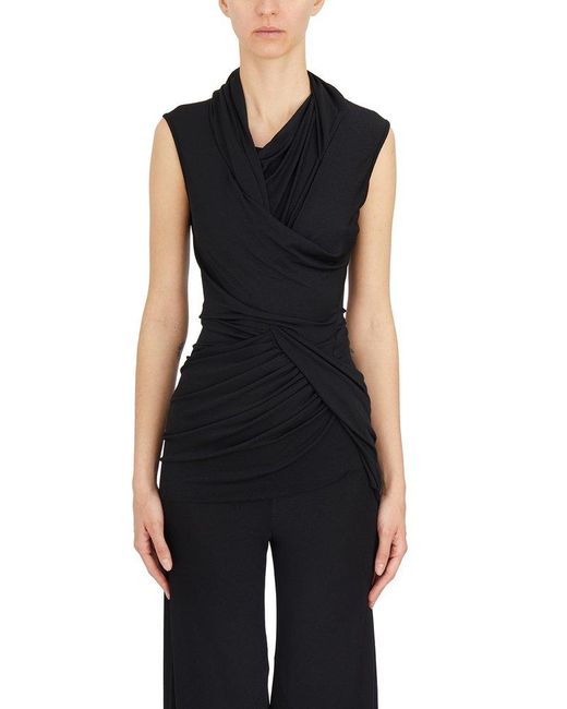 Rick Owens Black Ruched Sleeveless Top