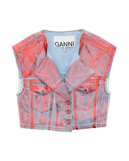Ganni Brown Cropped Vest