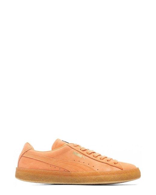 PUMA Orange Crepe Logo Printed Lace-Up Sneakers for men