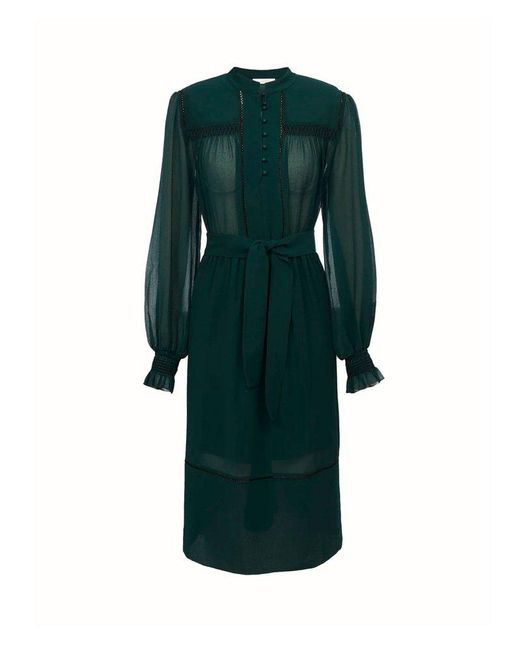 See By Chloé Green Smocked Midi Dress