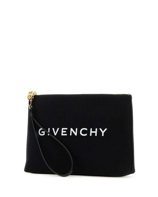 Givenchy Black Logo Cotton-blend Canvas Clutch