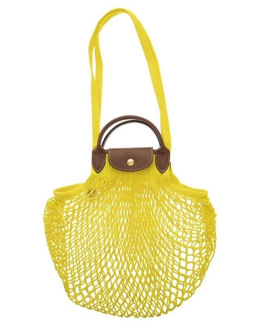 Longchamp Yellow Le Pliage Filet - Top Handle Bag