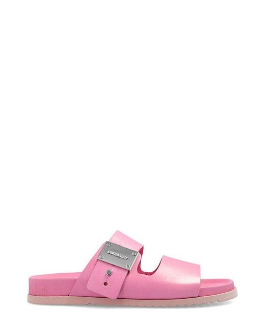 Burberry Pink Logo Plaque Olympia Slides