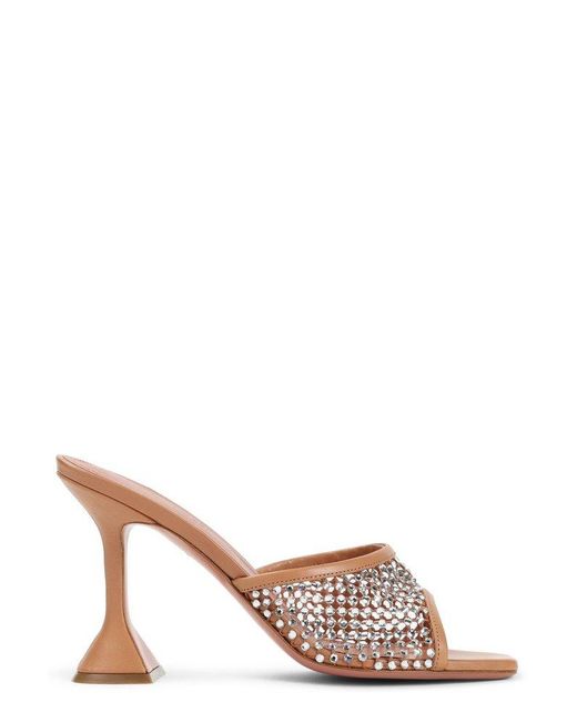 AMINA MUADDI Brown Lupita Embellished Net Slippers