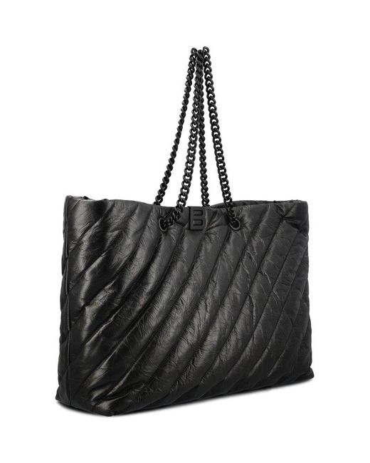 Balenciaga Black Carry All Crush Leather Tote