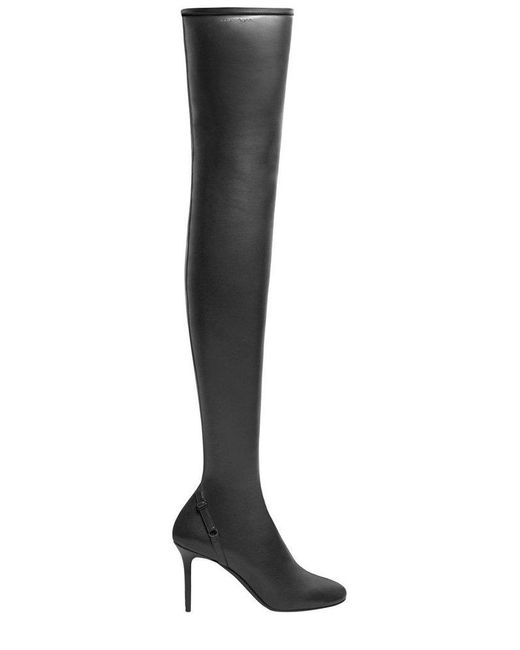 Courreges Black Oblique Thigh-High Boots
