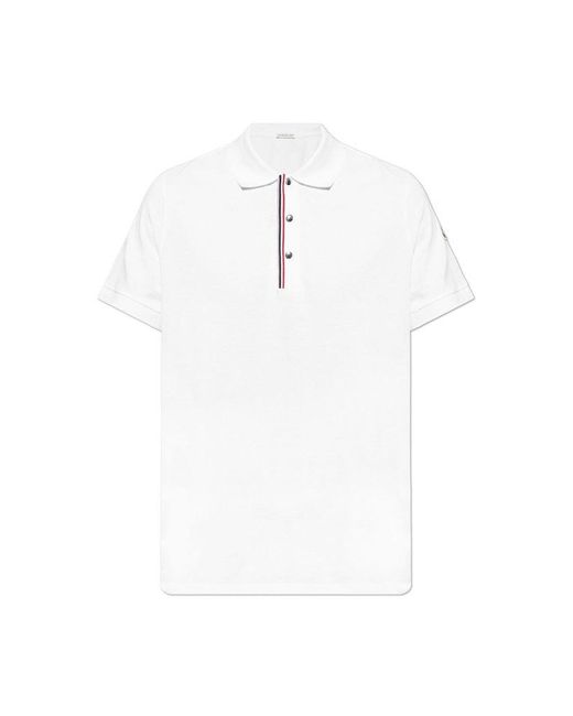 Moncler White Stripe Detailed Polo Shirt for men