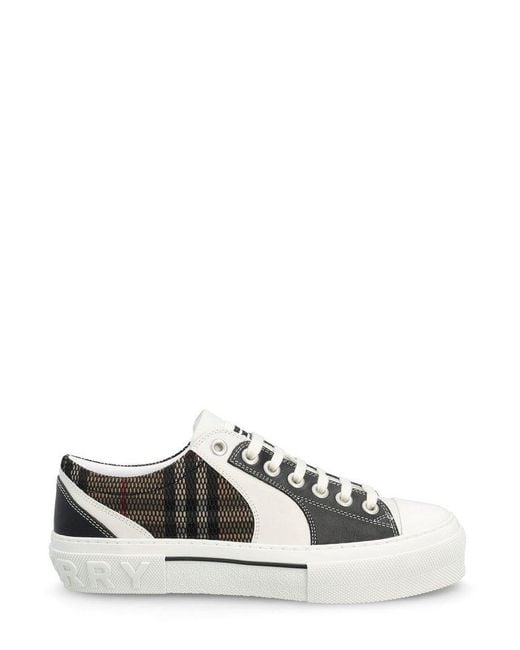 Burberry White Vintage Checked Mesh Lace-up Sneakers for men