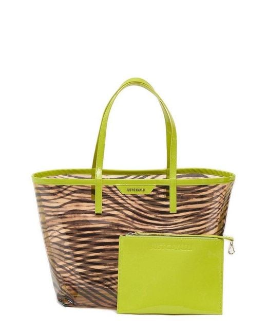 Just Cavalli Yellow Animal-print Semi-sheer Shoulder Bag