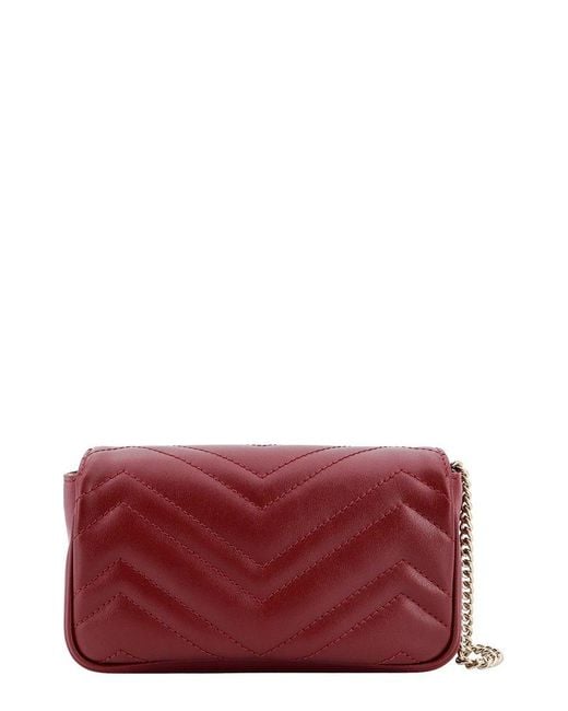 Gucci Red GG Marmont Matelassé Super Mini Shoulder Bag