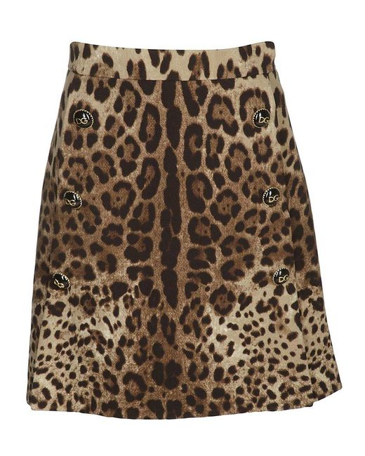Dolce & Gabbana Natural Leopard Print Mini Skirt